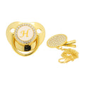 Golden Curved Baby Pacifier with Clip